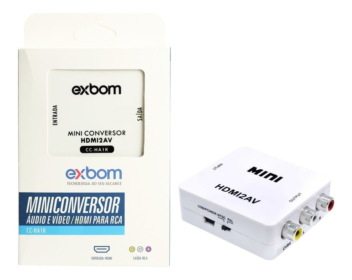 Mini Conversor Conversor Áudio Vga Para Av Rca Adaptador Video 1080p